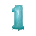 Palloncino numero 1 Celeste Pastello super shape 40" (101cm) in mylar, 1pz.