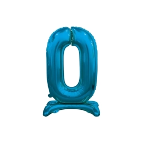 Palloncino numero 0 Blu standing super shape 30" (76cm) in mylar, 1pz.
