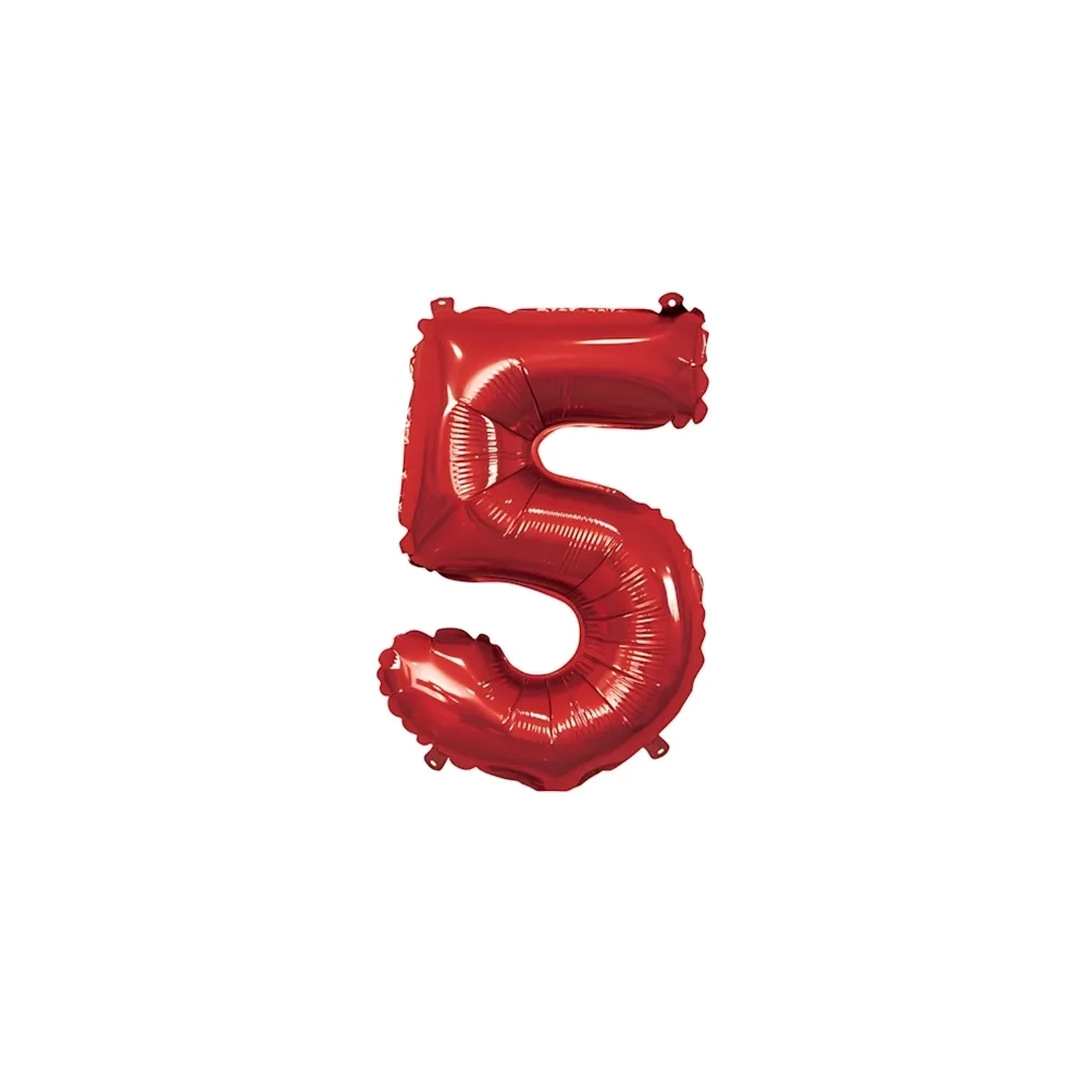Palloncino numero 5 Rosso mini shape 14" (35cm) in mylar, 1pz.