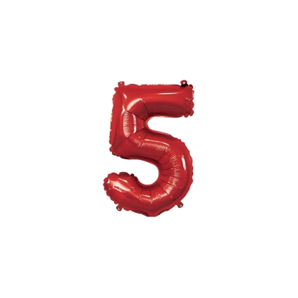 Palloncino numero 5 Rosso mini shape 14" (35cm) in mylar, 1pz.