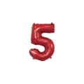 Palloncino numero 5 Rosso mini shape 14" (35cm) in mylar, 1pz.