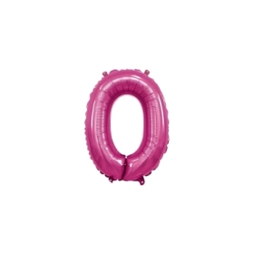 Palloncino numero 0 fucsia mini shape 14" (35cm) in mylar, 1pz.