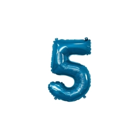 Palloncino numero 5 Blu mini shape 14" (35cm) in mylar, 1pz.