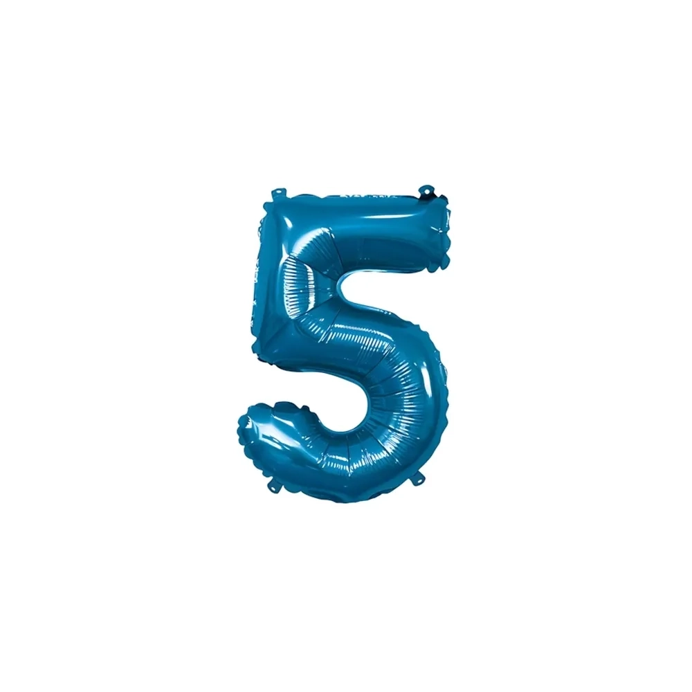 Palloncino numero 5 Blu mini shape 14" (35cm) in mylar, 1pz.