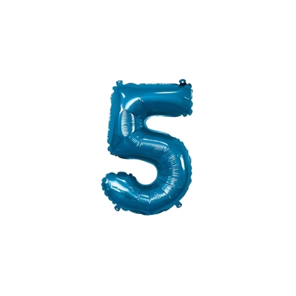 Palloncino numero 5 Blu mini shape 14" (35cm) in mylar, 1pz.