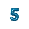 Palloncino numero 5 Blu mini shape 14" (35cm) in mylar, 1pz.