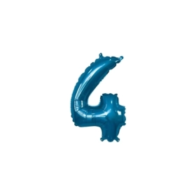 Palloncino numero 4 Blu mini shape 14" (35cm) in mylar, 1pz.