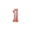 Palloncino numero 1 Rosa Gold mini shape 14" (35cm) in mylar, 1pz.
