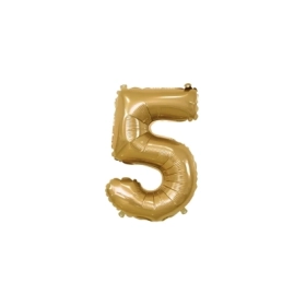 Palloncino numero 5 Oro mini shape 14" (35cm) in mylar, 1pz.