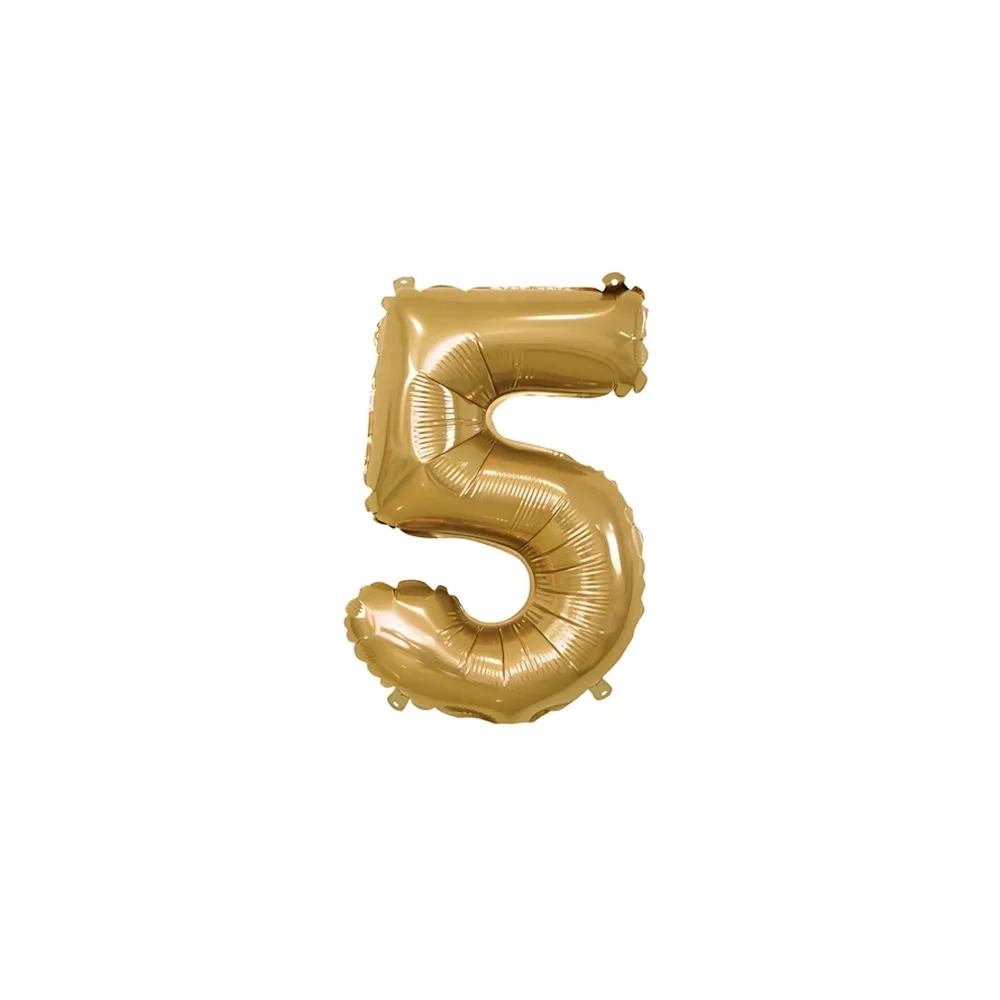Palloncino numero 5 Oro mini shape 14" (35cm) in mylar, 1pz.