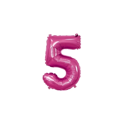 Palloncino numero 5 fucsia mini shape 14" (35cm) in mylar, 1pz.