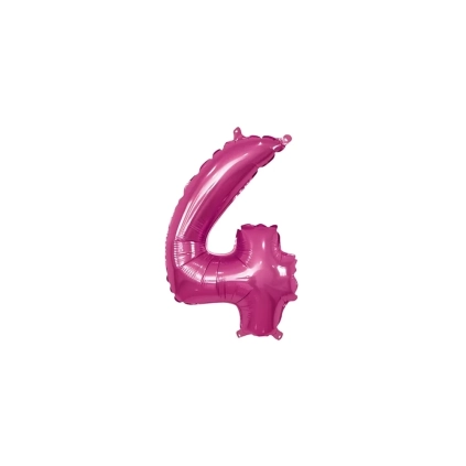 Palloncino numero 4 fucsia mini shape 14" (35cm) in mylar, 1pz.