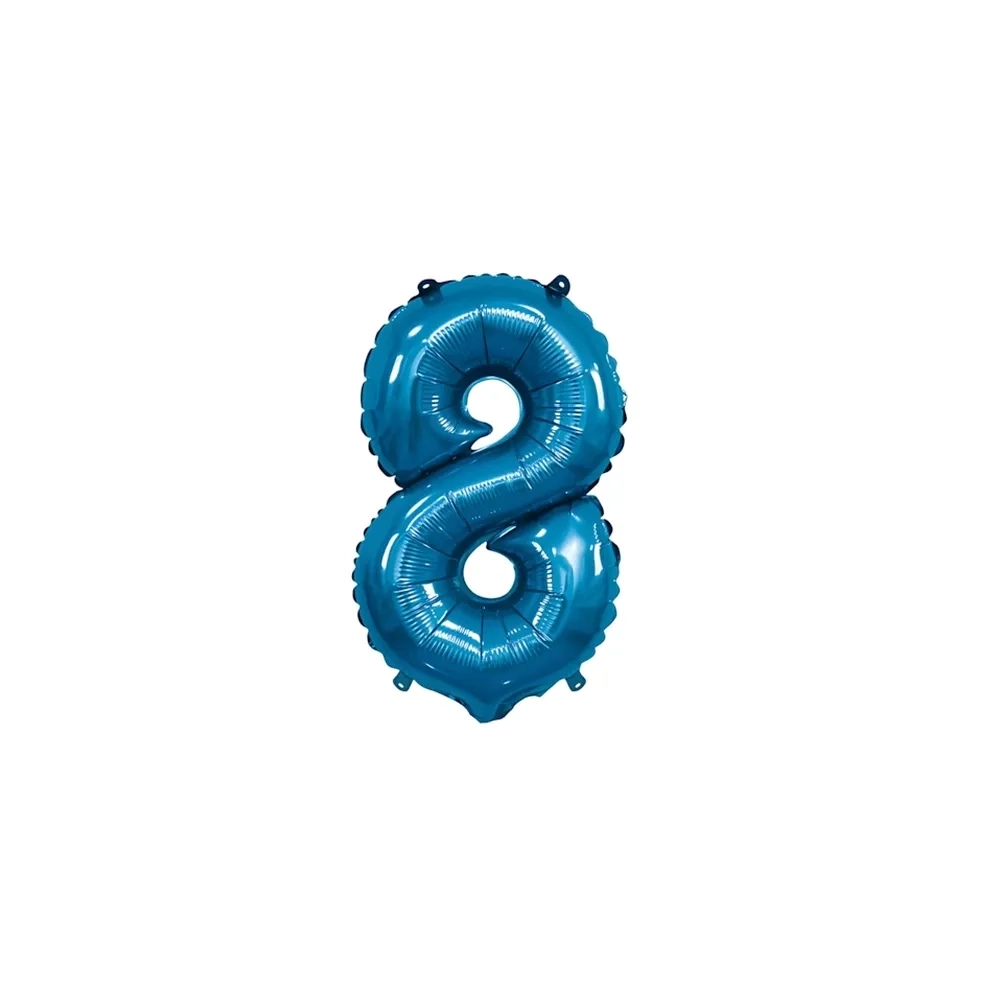 Palloncino numero 8 Blu mini shape 14" (35cm) in mylar, 1pz.