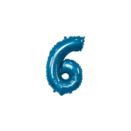 Palloncino numero 6 Blu mini shape 14" (35cm) in mylar, 1pz.