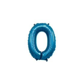 Palloncino numero 0 Blu mini shape 14" (35cm) in mylar, 1pz.