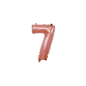 Palloncino numero 7 Rosa Gold mini shape 14" (35cm) in mylar, 1pz.