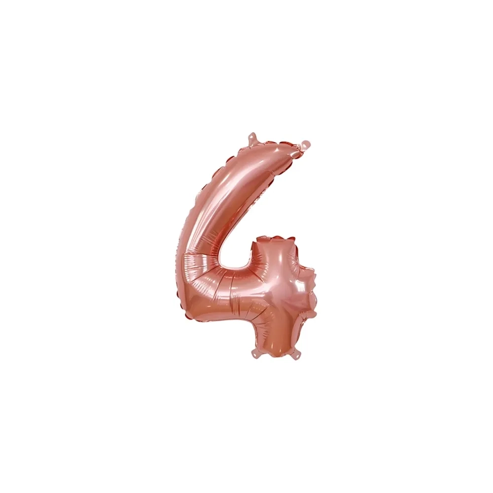 Palloncino numero 4 Rosa Gold mini shape 14" (35cm) in mylar, 1pz.