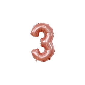 Palloncino numero 3 Rosa Gold mini shape 14" (35cm) in mylar, 1pz.