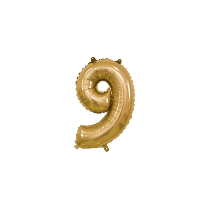 Palloncino numero 9 Oro mini shape 14" (35cm) in mylar, 1pz.