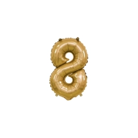 Palloncino numero 8 Oro mini shape 14" (35cm) in mylar, 1pz.