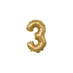 Palloncino numero 3 Oro mini shape 14" (35cm) in mylar, 1pz.