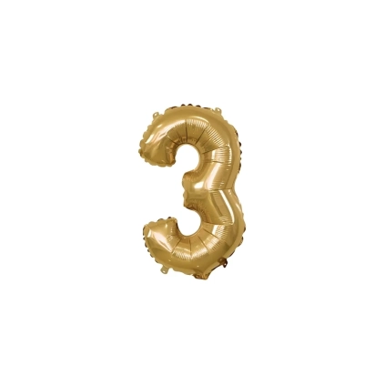 Palloncino numero 3 Oro mini shape 14" (35cm) in mylar, 1pz.