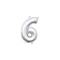 Palloncino numero 6 Argento mini shape 14" (35cm) in mylar, 1pz.