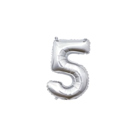 Palloncino numero 5 Argento mini shape 14" (35cm) in mylar, 1pz.