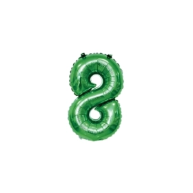 Palloncino numero 8 Verde mini shape 14" (35cm) in mylar, 1pz.