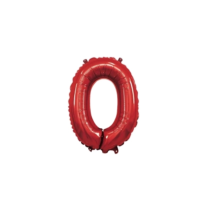 Palloncino numero 0 Rosso mini shape 14" (35cm) in mylar, 1pz.
