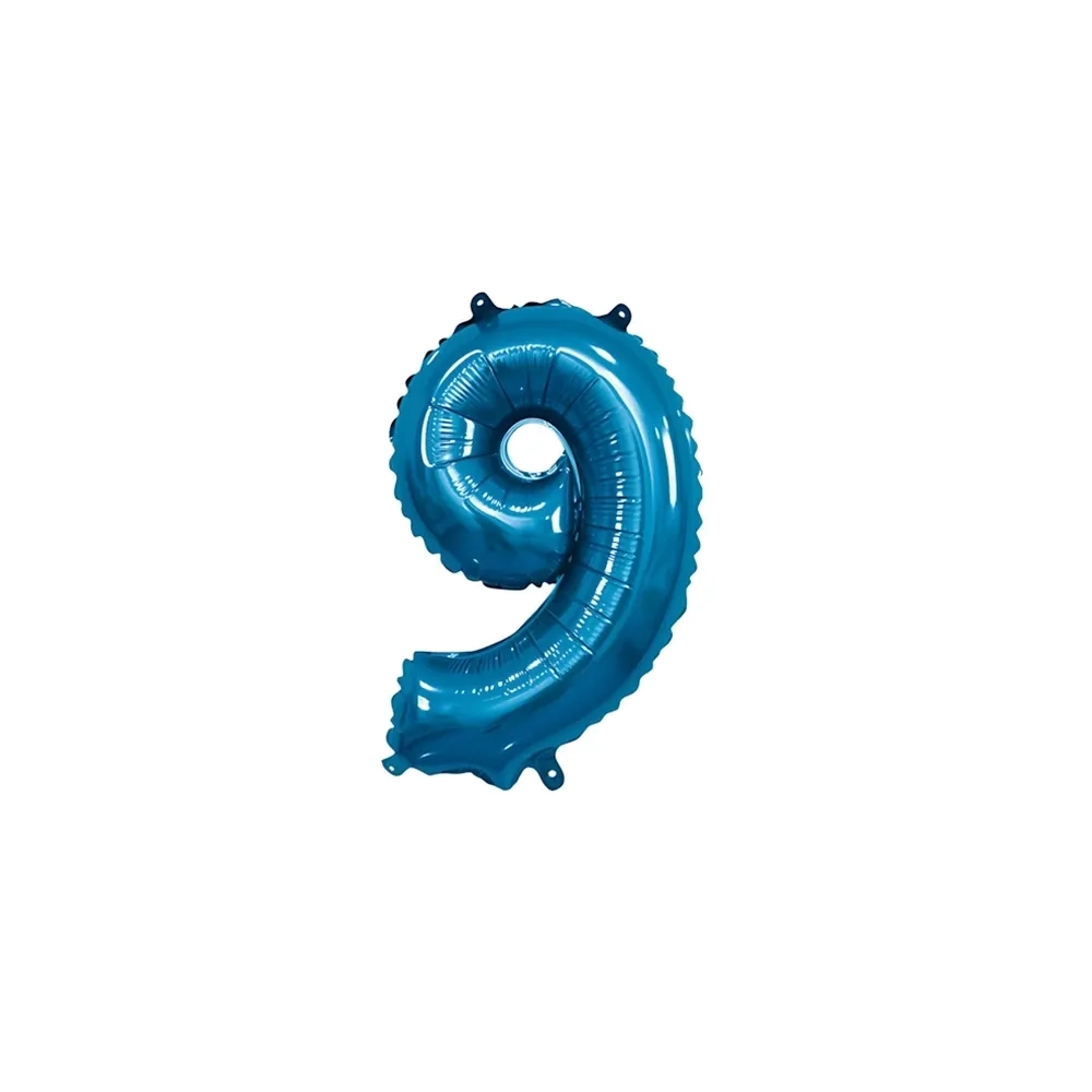 Palloncino numero 9 Blu mini shape 14" (35cm) in mylar, 1pz.