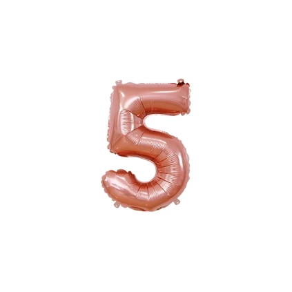 Palloncino numero 5 Rosa Gold mini shape 14" (35cm) in mylar, 1pz.