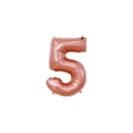Palloncino numero 5 Rosa Gold mini shape 14" (35cm) in mylar, 1pz.