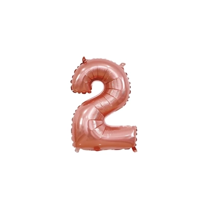 Palloncino numero 2 Rosa Gold mini shape 14" (35cm) in mylar, 1pz.