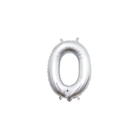 Palloncino numero 0 Argento mini shape 14" (35cm) in mylar, 1pz.