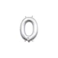 Palloncino numero 0 Argento mini shape 14" (35cm) in mylar, 1pz.