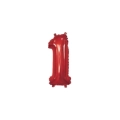 Palloncino numero 1 Rosso mini shape 14" (35cm) in mylar, 1pz.