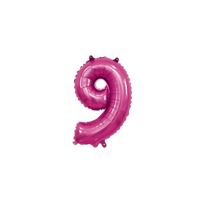 Palloncino numero 9 fucsia mini shape 14" (35cm) in mylar, 1pz.