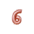 Palloncino numero 6 Rosa Gold mini shape 14" (35cm) in mylar, 1pz.