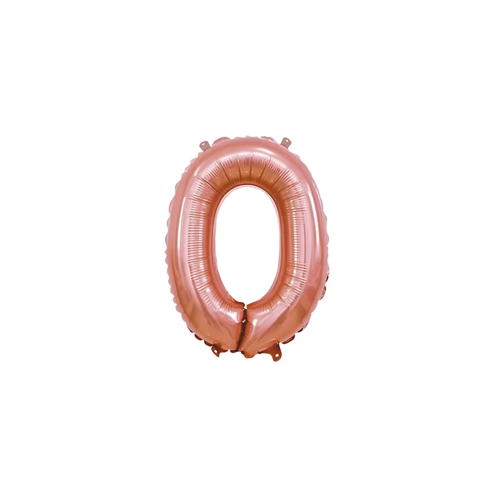 Palloncino numero 0 Rosa Gold mini shape 14" (35cm) in mylar, 1pz.
