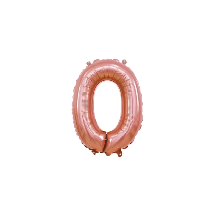 Palloncino numero 0 Rosa Gold mini shape 14" (35cm) in mylar, 1pz.