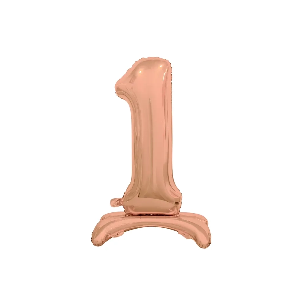 Palloncino numero 1 Rosa Gold standing super shape 30" (76cm) in mylar, 1pz.