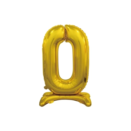 Palloncino numero 0 Oro standing super shape 30" (76cm) in mylar, 1pz.