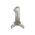Palloncino numero 1 Argento standing super shape 30" (76cm) in mylar, 1pz.
