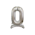 Palloncino numero 0 Argento standing super shape 30" (76cm) in mylar, 1pz.