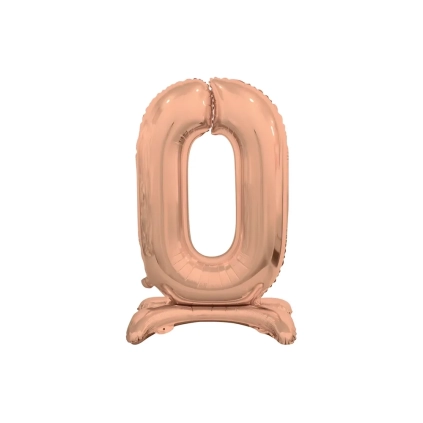 Palloncino numero 0 Rosa Gold standing super shape 30" (76cm) in mylar, 1pz.