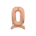 Palloncino numero 0 Rosa Gold standing super shape 30" (76cm) in mylar, 1pz.