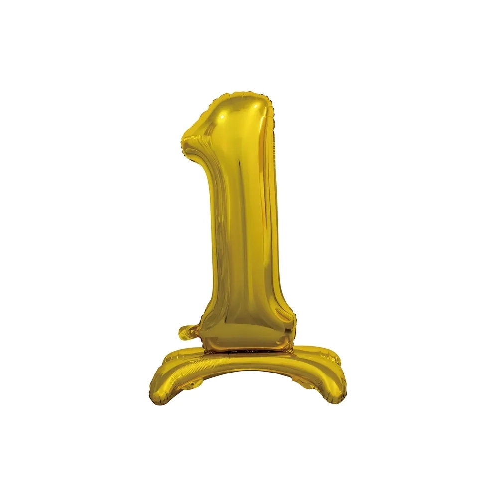 Palloncino numero 1 Oro standing super shape 30" (76cm) in mylar, 1pz.
