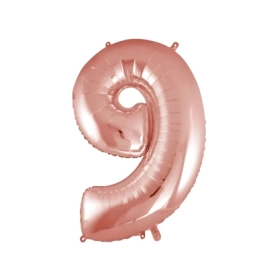 Palloncino numero 9 Rosa Gold super shape 40" (101cm) in mylar, 1pz.