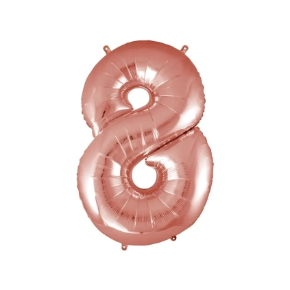 Palloncino numero 8 Rosa Gold super shape 40" (101cm) in mylar, 1pz.